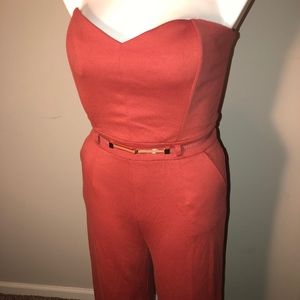 Salmon Pink Jumper/ Jumpsuit with Cute Accent Belt